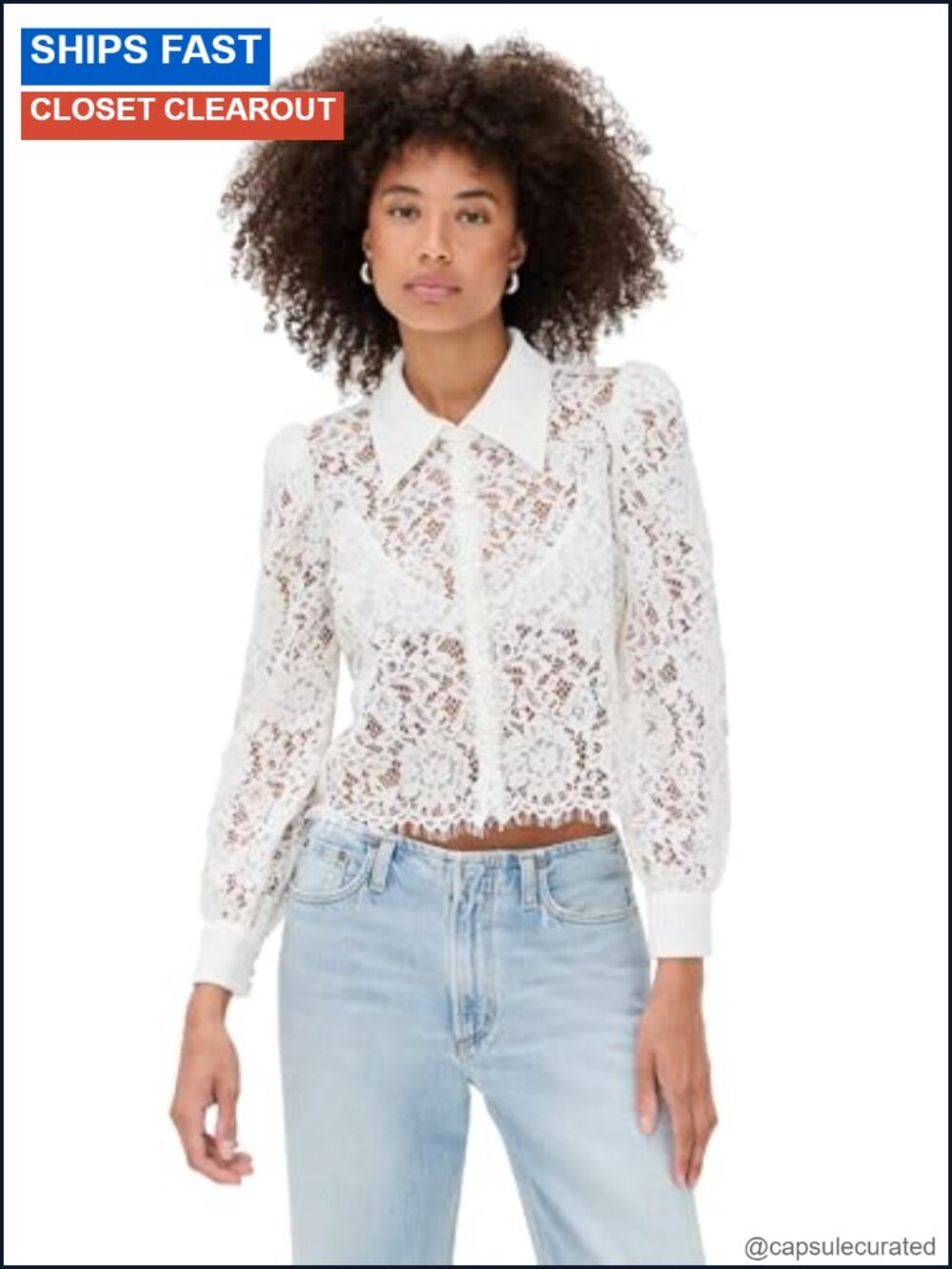 L'AGENCE Anita Lace Button Up Blouse Women's Designer